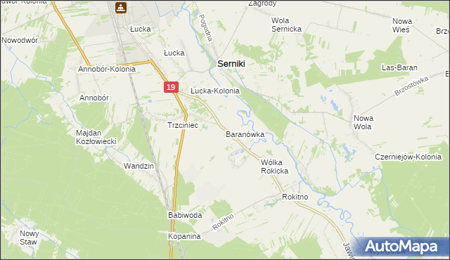 mapa Baranówka gmina Lubartów, Baranówka gmina Lubartów na mapie Targeo