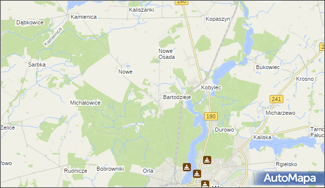 mapa Bartodzieje gmina Wągrowiec, Bartodzieje gmina Wągrowiec na mapie Targeo
