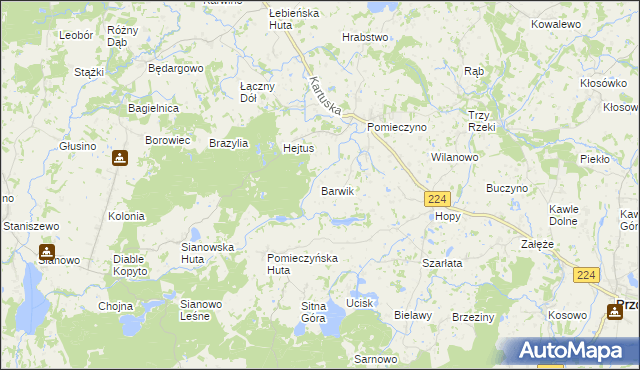 mapa Barwik, Barwik na mapie Targeo