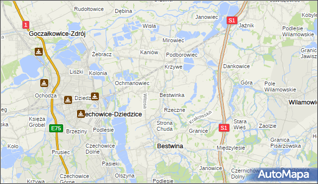 mapa Bestwinka, Bestwinka na mapie Targeo
