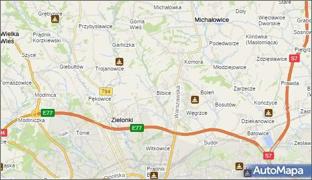 mapa Bibice, Bibice na mapie Targeo