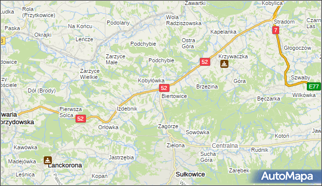 mapa Biertowice, Biertowice na mapie Targeo