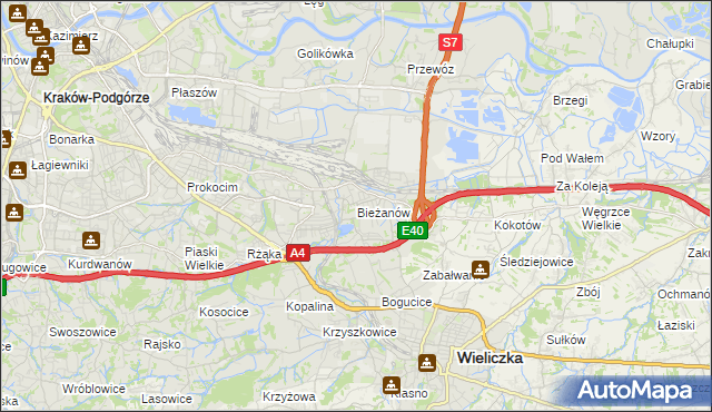 mapa Bieżanów, Bieżanów na mapie Targeo