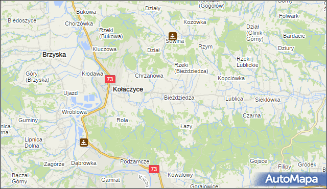mapa Bieździedza, Bieździedza na mapie Targeo