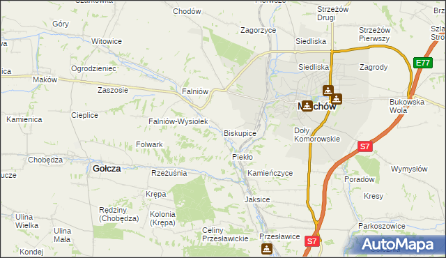 mapa Biskupice gmina Miechów, Biskupice gmina Miechów na mapie Targeo