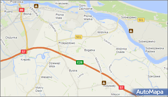 mapa Bogatka, Bogatka na mapie Targeo