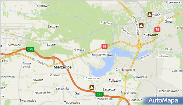 mapa Boguchwałowice, Boguchwałowice na mapie Targeo