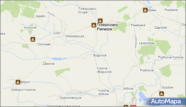 mapa Bogucice gmina Trzeszczany, Bogucice gmina Trzeszczany na mapie Targeo