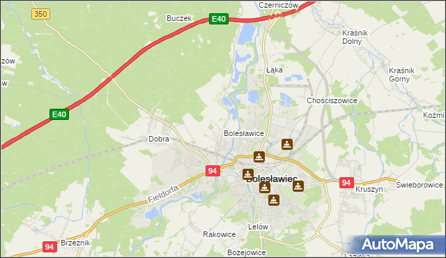 mapa Bolesławice gmina Bolesławiec, Bolesławice gmina Bolesławiec na mapie Targeo