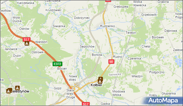 mapa Borków gmina Kołbiel, Borków gmina Kołbiel na mapie Targeo