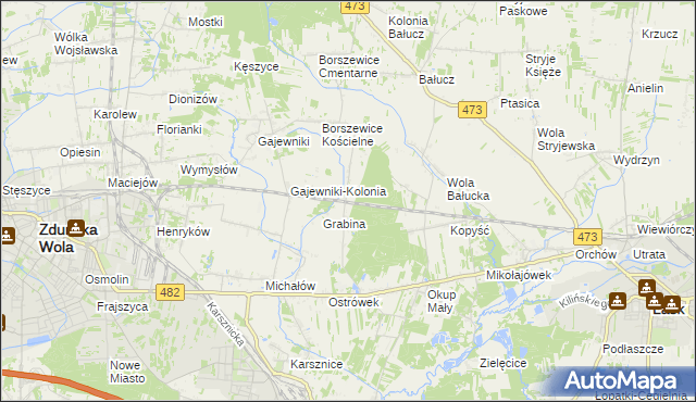 mapa Borszewice Kolejowe, Borszewice Kolejowe na mapie Targeo