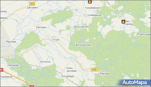 mapa Borzyszkowo gmina Sławno, Borzyszkowo gmina Sławno na mapie Targeo
