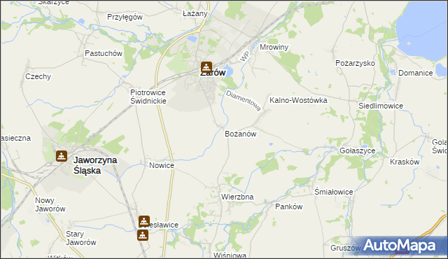 mapa Bożanów, Bożanów na mapie Targeo
