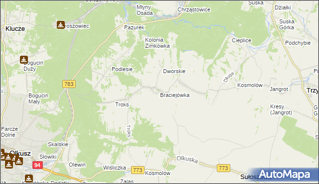 mapa Braciejówka, Braciejówka na mapie Targeo