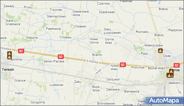 mapa Bramki, Bramki na mapie Targeo