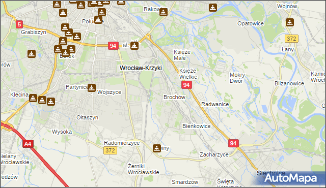 mapa Brochów gmina Wrocław, Brochów gmina Wrocław na mapie Targeo