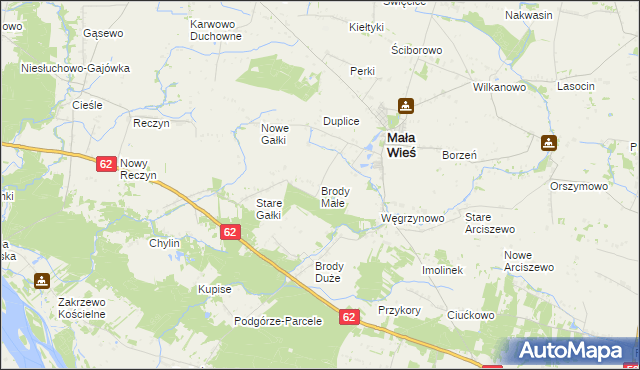 mapa Brody Małe gmina Mała Wieś, Brody Małe gmina Mała Wieś na mapie Targeo