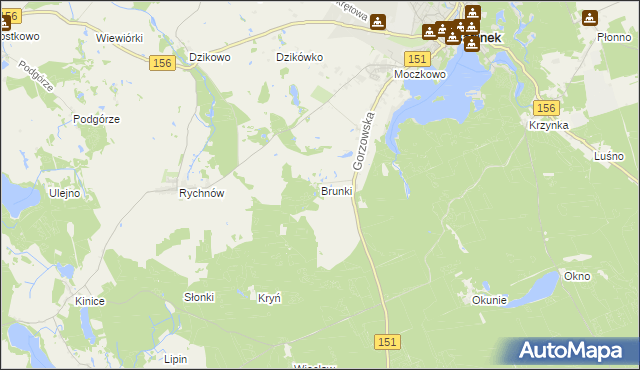 mapa Brunki, Brunki na mapie Targeo