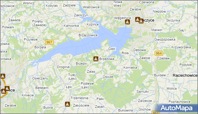 mapa Brzezowa gmina Dobczyce, Brzezowa gmina Dobczyce na mapie Targeo