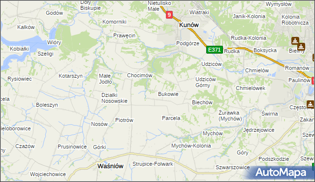 mapa Bukowie gmina Kunów, Bukowie gmina Kunów na mapie Targeo