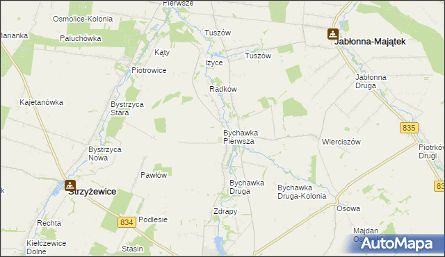 mapa Bychawka Pierwsza, Bychawka Pierwsza na mapie Targeo