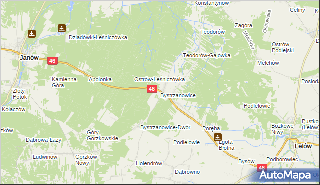mapa Bystrzanowice, Bystrzanowice na mapie Targeo