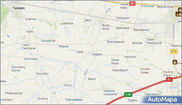 mapa Cegłów gmina Baranów, Cegłów gmina Baranów na mapie Targeo