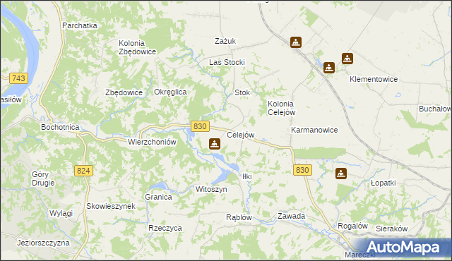 mapa Celejów gmina Wąwolnica, Celejów gmina Wąwolnica na mapie Targeo