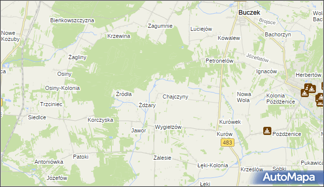 mapa Chajczyny, Chajczyny na mapie Targeo
