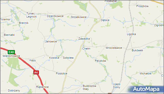 mapa Chełm gmina Malczyce, Chełm gmina Malczyce na mapie Targeo
