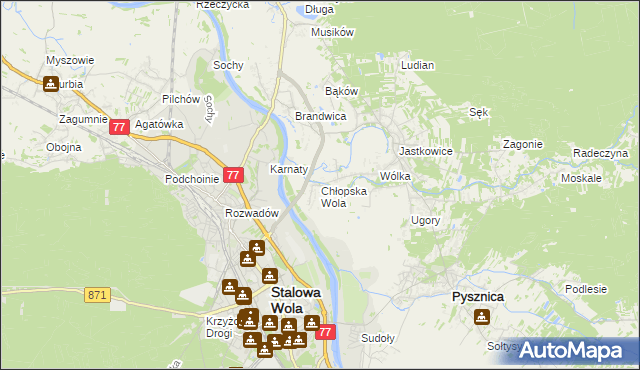 mapa Chłopska Wola, Chłopska Wola na mapie Targeo