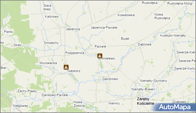 mapa Chmielewo gmina Zaręby Kościelne, Chmielewo gmina Zaręby Kościelne na mapie Targeo