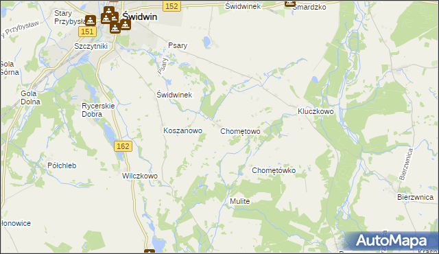 mapa Chomętowo gmina Brzeżno, Chomętowo gmina Brzeżno na mapie Targeo