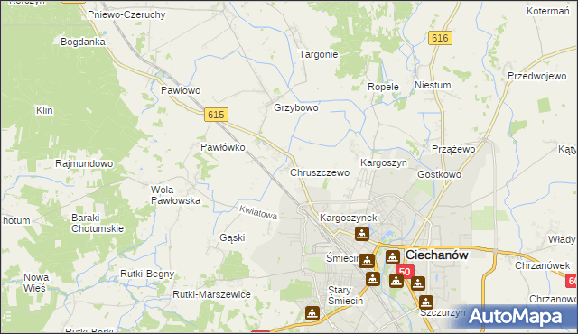 mapa Chruszczewo, Chruszczewo na mapie Targeo
