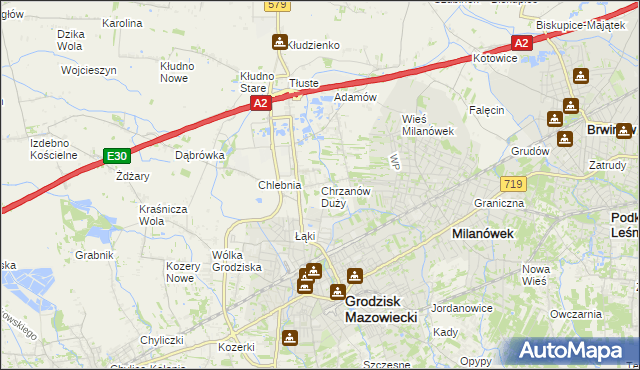 mapa Chrzanów Duży, Chrzanów Duży na mapie Targeo