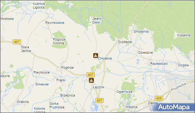 mapa Chrzelice, Chrzelice na mapie Targeo