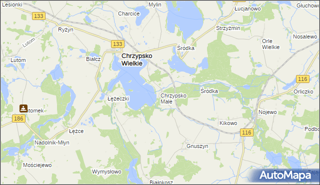 mapa Chrzypsko Małe, Chrzypsko Małe na mapie Targeo