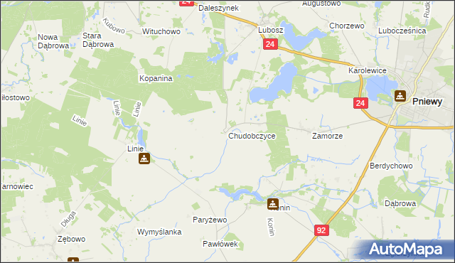 mapa Chudobczyce, Chudobczyce na mapie Targeo