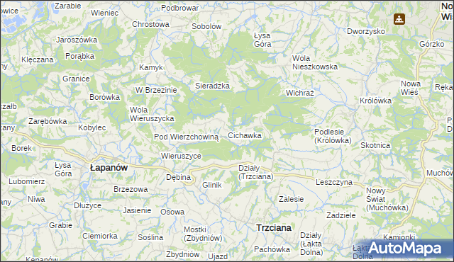 mapa Cichawka, Cichawka na mapie Targeo