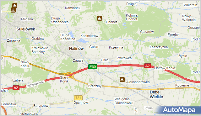 mapa Cisie gmina Halinów, Cisie gmina Halinów na mapie Targeo