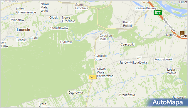 mapa Cybulice Duże, Cybulice Duże na mapie Targeo