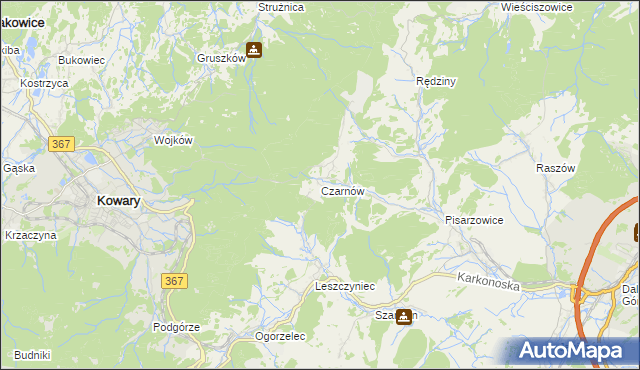 mapa Czarnów gmina Kamienna Góra, Czarnów gmina Kamienna Góra na mapie Targeo