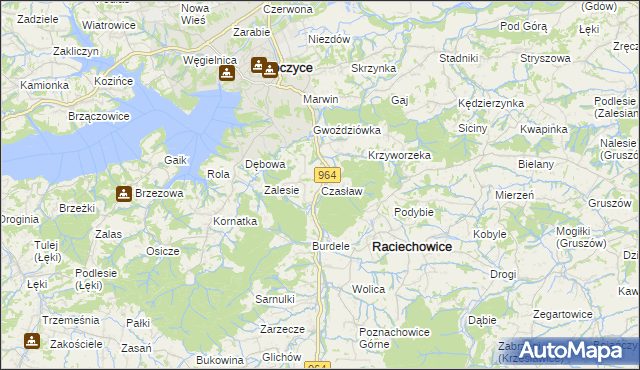mapa Czasław gmina Raciechowice, Czasław gmina Raciechowice na mapie Targeo