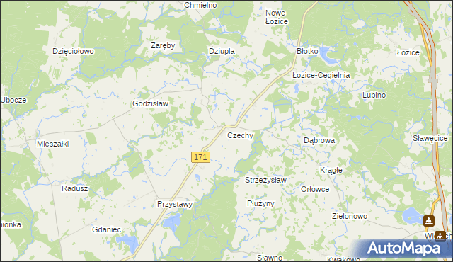 mapa Czechy gmina Grzmiąca, Czechy gmina Grzmiąca na mapie Targeo