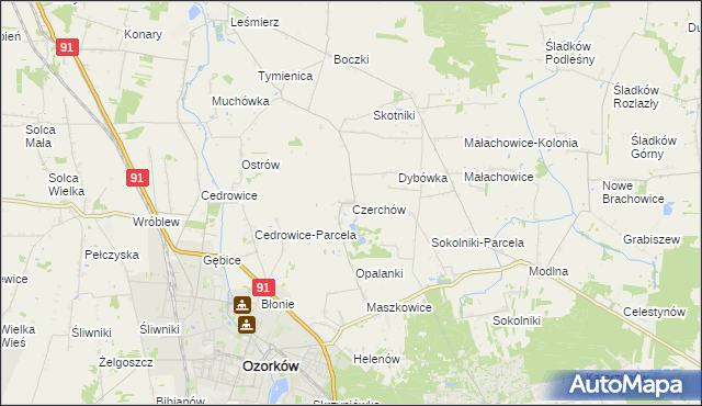 mapa Czerchów, Czerchów na mapie Targeo
