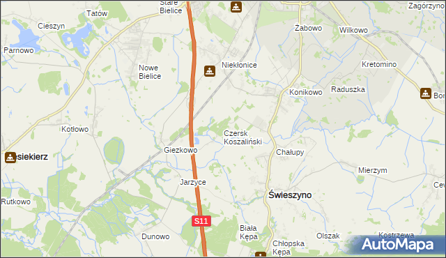 mapa Czersk Koszaliński, Czersk Koszaliński na mapie Targeo