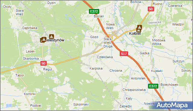 mapa Człekówka, Człekówka na mapie Targeo