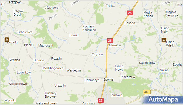 mapa Czyżew gmina Rychwał, Czyżew gmina Rychwał na mapie Targeo