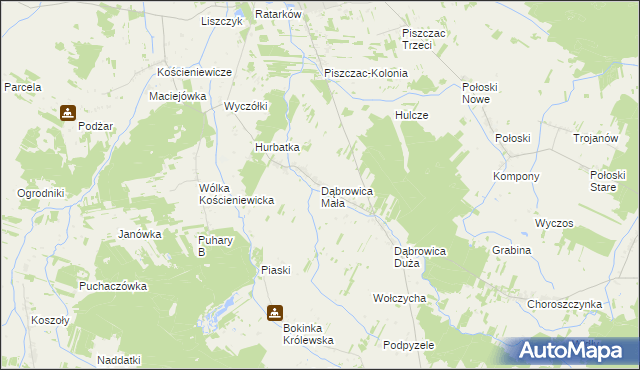 mapa Dąbrowica Mała, Dąbrowica Mała na mapie Targeo