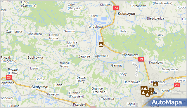 mapa Dąbrówka gmina Brzyska, Dąbrówka gmina Brzyska na mapie Targeo